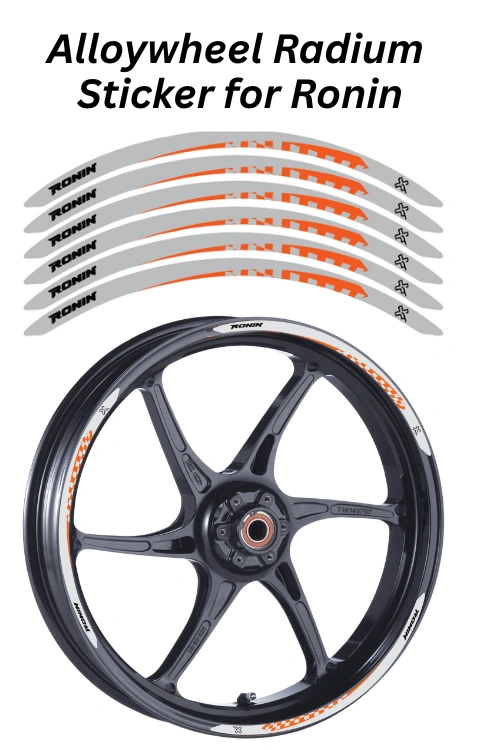 Alloy Wheel Radium Sticker Compatible with Ronin | Made in Premium Radium with FPF (Fade Protection Film), Waterproof, Precut Sticker, Pack Of 12